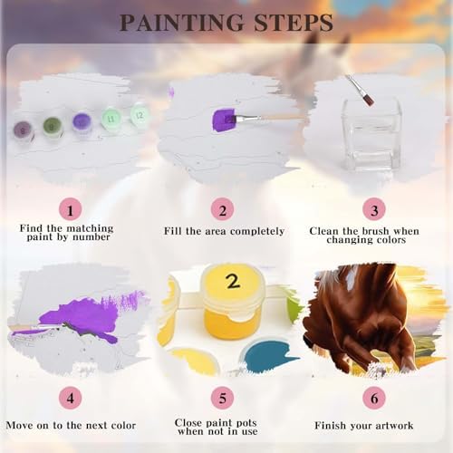 Alptiny Running Horse Paint by Numbers Kit for Adults Beginner, 16x20 Inch