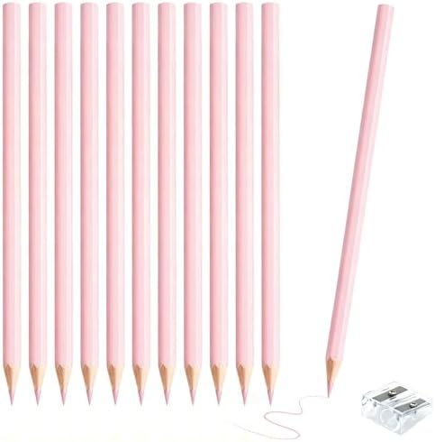 12 PCS Macaron Pink Colored Pencils Pre Sharpened Pencil 2 HB - Ideal for Checking, Grading, Tests & Office/School Supplies