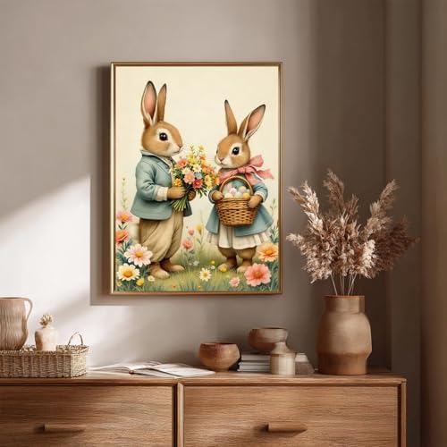 CRZMODE Easter Paint by Numbers Kit for Adults, Easter Rabbit Paint by Numbers for Adults, Acrylic Painting Crafts for Home Decor Gift (16x20inch)