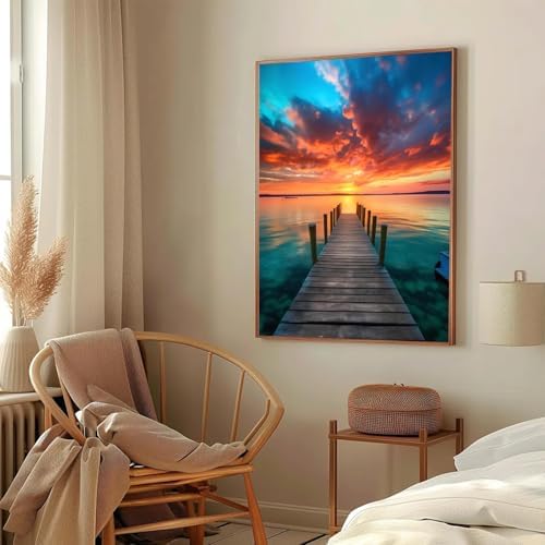 AIBOERL Paint by Numbers Kit for Adults Beginner,Sunset Scenery, 12X16In