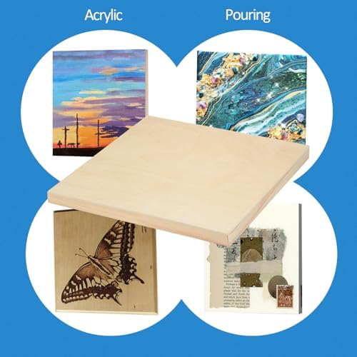 Falling in Art 2 Pack 10x10'' Unfinished Gallery Birch Wood Canvas Panels | Birch Wood Panels Kit, 1 1/2" Deep Art Cradle Boards for Painting, Pouring, Burning,Epoxy Resin, Laser Engraving Cutting