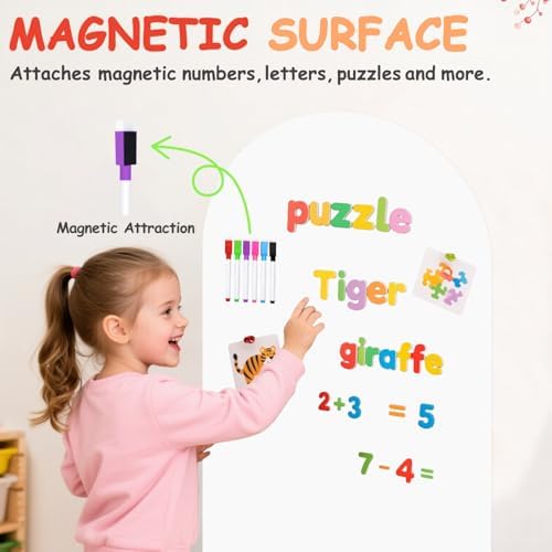 Arch Magnetic Wall Decal 39.3x17.5 Inch White Magnetic Chalk Board Sticker Magnet Chalkboard for Wall Peel and Stick Self Adhesive Blackboard Multifunctional for Playroom Home