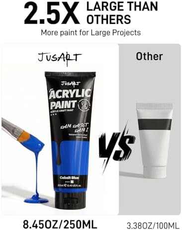 JusArt Blue Acrylic Paint, 8.45oz/250ml Large Tube, Heavy Body Rich Pigment