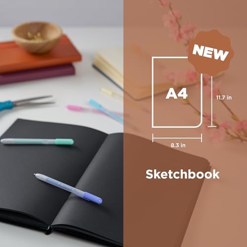 Sakura Sketchbook A4, Hardcover, 160 Pages, 8.3 x 11.7", Black, Black Paper