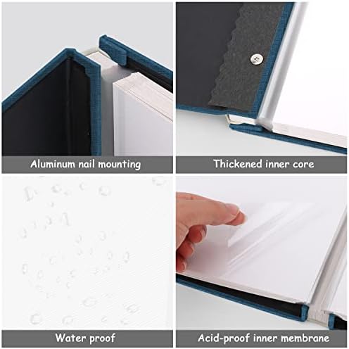 Zesthouse Photo Album Self Adhesive Pages, 60 Pages Magnetic Scrapbook Albums with Sticky Page,Photos Album Holds 8x10 & 5X7 & 4x6 & 6x8 & 3x5 (Black Blue, 11"x10.6"/White 60 Pages)