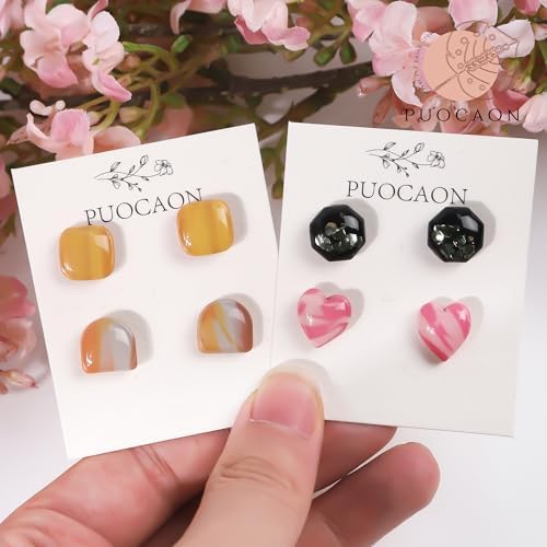 Puocaon Small Polymer Clay Cutters - 34 Shapes Stud Earring Clay Cutters Heart Diamond Monstera Circle
