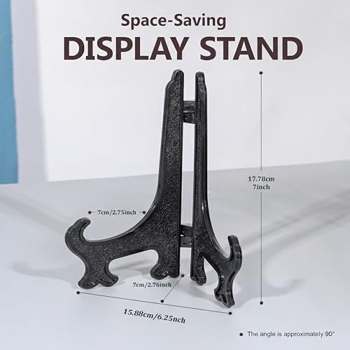 Artliving 7 Inch Black 12pcs/Set Plastic Easels Plate Display Stands Picture Frame Stand Holder