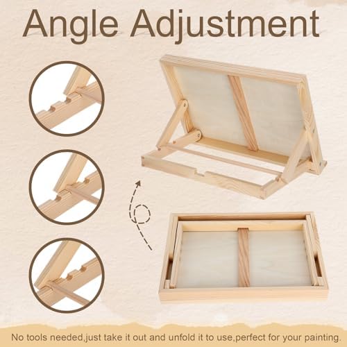 4 Pack Tabletop Wooden Easels for Painting, Adjustable Angle Art Desktop Easel Stand for Crafts, Painting Canvas, Drawing, Books and Artwork Display, 13 x 9 Inch
