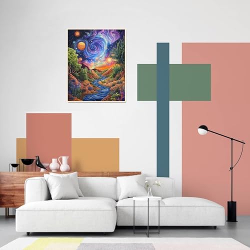 Landscape Paint by Numbers Kit for Adults Beginner Starry Night Oil Painting Kit Adult Paint by Number Kits on Canvas DIY Painting for Beginners Art by Numbers for Gifts Home Wall Decor 16x20 Inch