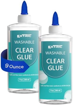 EXTRIC Clear Glue Washable Liquid 9 OZ, 2 PK Slime Glues & Art Crafts