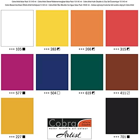 Cobra Artist Oil Colour Artist Value Pack, General, 1.3 fl oz, 10 Count