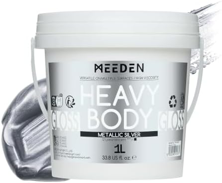 MEEDEN Metallic Silver Acrylic Paint: 1L /33.8oz Silver Paint Gloss Finish