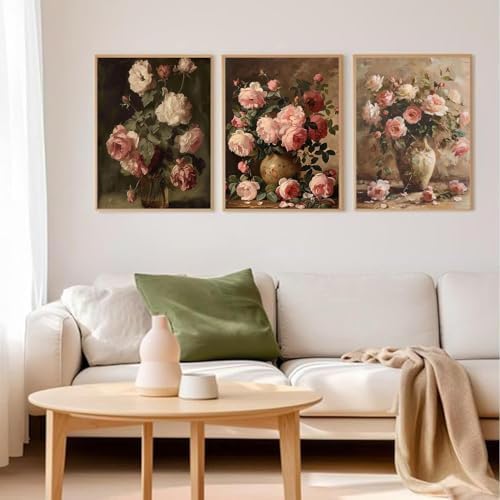WNPOKN 3Pcs Vintage Vase Flowers Diamond Art Kits for Adults 12 x 16inch