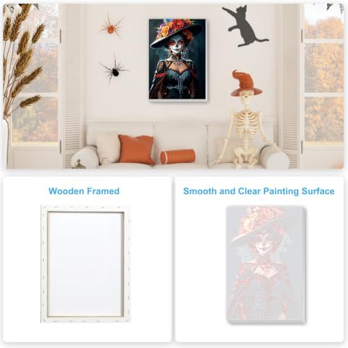 SENQAO Gothic Paint by Numbers Kit for Adults Beginner, Halloween Adult Paint by Number Kits on Canvas, DIY Acrylic Oil Easy Painting by Numbers for Home Wall Decor 8X12 inch (Gothic Lady)