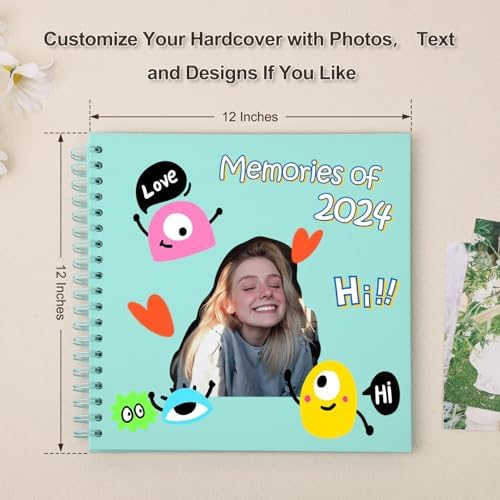 Scrapbook Album 12x12 Inches 100 Pages Hardcover Kraft Paper LightBlue