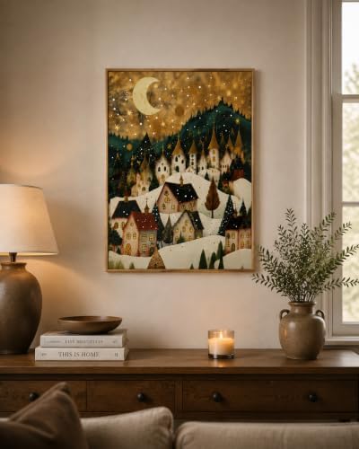 Christmas Village Paint by Numbers for Adults Beginner 12 x 16 Inch
