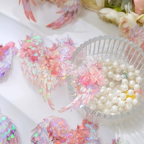 40Pcs Large Gilt Flower Wings Stickers for Scrapbooking,Self-Adhesive Floral WingsStickers Scrapbook Supplies Journaling Stickers for Water Bottle Adult Card Making Letters DIY Cards Decoration