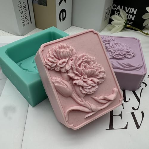 3D Carnation Soap Mold Flower Silicone Candle Mould Delicate Floral DIY Handmade Cold Process Soap Bar Mold Flower Crafts Moulds for Aromatherapy Plaster Gypsum Moulds Candle