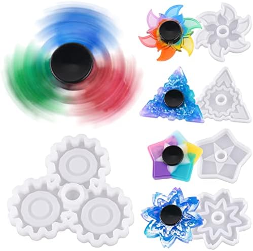 NiArt Fidget Spinner Silicone Resin Mold Kit, 5 Molds, 10 Bearings Set