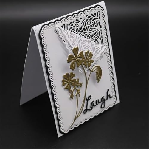 Scrapbooking Die-Cuts for Card Making, Christmas Metal Cutting Dies, Paper Craft Punch Template, Background Embossing Stencils, DIY Album Décor (Branches Lace Frame-11.4x8.1cm)