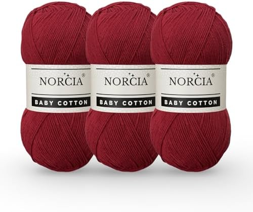 Baby Cotton, 55% Cotton 45% Acrylic Yarn, Fine/Sport (2) for Crochet and Knitting, Soft Amigurumi Yarn, 100 gr (361 yds)