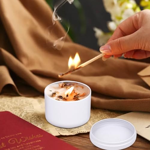 24-Pack 4oz Candle Tins with Lids, Metal Candle Jars for Candle Making, Empty Containers Vessels Bulk for Small Business & Beginners DIY Storage -White