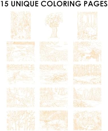 Grabie Watercolor Coloring Book, 15 A5 Cotton Sheets, Forest Themed