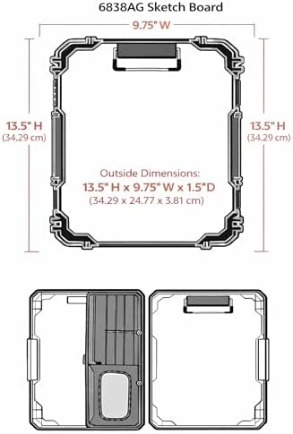 ArtBin 6838AG Sketch Board, Portable Drawing Surface with Internal Art & Craft Storage, Grey