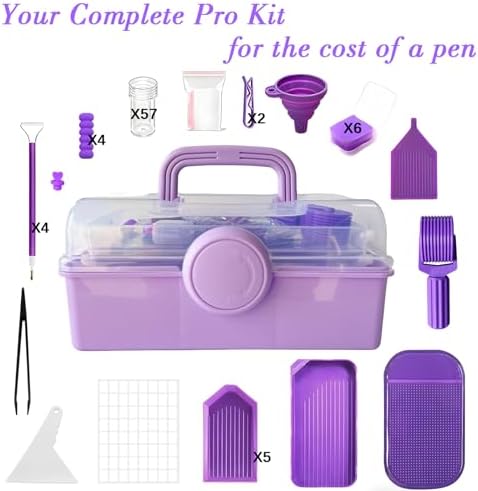 CXJINZE 115 Pcs Diamond Painting Tools Accessories Storage Kit, Purple