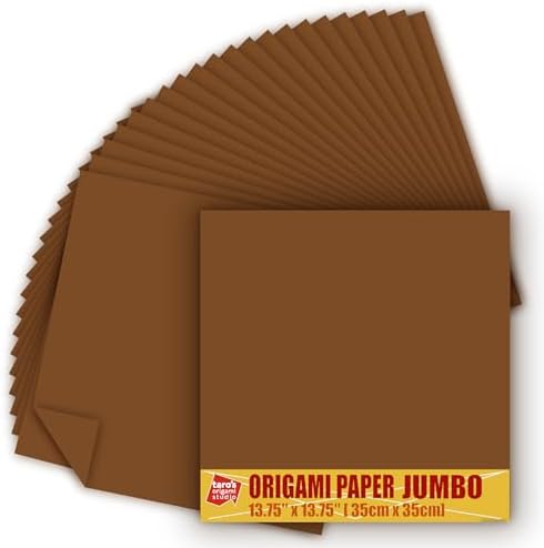 [Taro's Origami Studio] TANT Jumbo 13.75 Inch (35 cm) Double Sided Single Color (Dark Brown) 20 Sheets (All Same Color) for Beginner to Expert (Made in Japan)