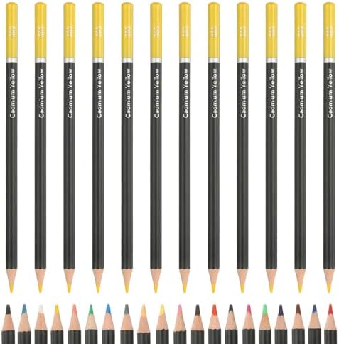 PATIKIL Colored Pencils, Yellow Color Drawing Pencils with Oil-Based Cores Art Scrapbook Supplies for Adult Coloring Books Artists Beginners Drawing Sketching, 12 Pcs