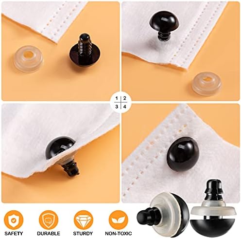 Safety Eyes and Noses, Plastic Craft Eyes and Teddy Bear Nose for Amigurumi with Washers，Crochet and Tweezers for Doll Making Supplies