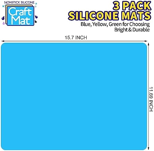 LEOBRO Silicone Mats, 3 PCS Silicone Mats for Crafts, Resin Molds, Play Dough Mat, Nonstick Silicone Sheet Mat for Epoxy Resin, Clay, Craft Supplies, 15.7”x 11.7”