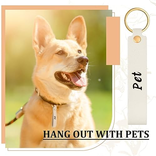 Wavyknot 100 Pcs Leather Keychain Blanks, 5.6 x 0.8 Inches, Beige