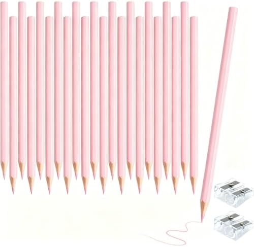 24 PCS Macaron Pink Colored Pencils Pre Sharpened Pencil 2 HB - Ideal for Checking, Grading, Tests & Office/School Supplies
