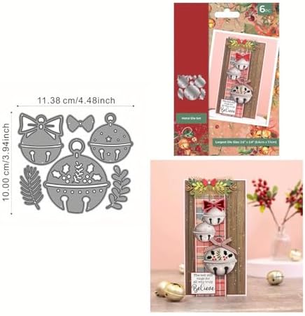 Lapoo Christmas Metal Cutting Die for Scrapbooking, 3D Backgrounds Frame Cutting Dies DIY Album Card Making Decor Paper Metal Die Cuts Party Wedding Decorations (Christmas Bells Small 4.5 x 3.9 in)