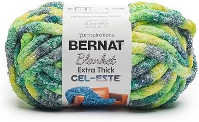 Bernat Blanket Extra Thick Cel-Este Chunky Yarn, Orion Green, 2-Pack