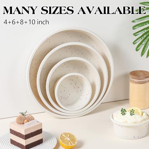 10 inch Silicone Round Cake Pans with Metal Reinforced Frame, Nonstick Cake Molds for Baking, BPA Free 1 Pc (Cream)