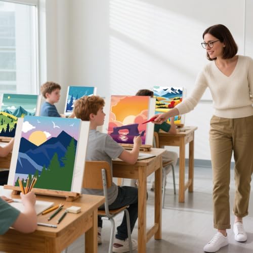 Harloon 36 Pcs 8 x 10 Inch Pre Drawn Canvas for Painting Pre Stretched Canvas Painting for Adults Illustration Landscape Outline for Sip and Paint Party Supplies Favor