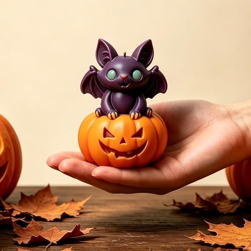 Wehous Halloween Resin Molds, Cute Bat Pumpkin Candle Soap Mold, Halloween Ornament Silicone Molds for Epoxy Resin Casting Clay, 3D Pendant Keychain Wall Hanging Craft Mold (Bat Pumpkin)