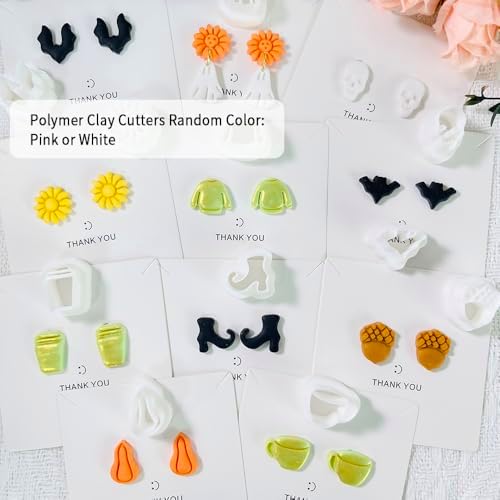 Xaekicr 12PCS Mini Halloween Clay Cutters for Polymer Clay Jewelry – Small Clay Earring Cutters, Fall Pumpkin Coffee Boot Shapes, Polymer Clay Tools & Molds Kit