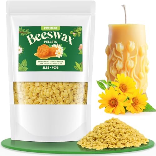 NORVENCE Beeswax Pellets 2LBS, Pure & Natural Yellow Beeswax for Candle Making, DIY Skin Care, Lip Balm, Soap, Lotion, Creams & Wood Polishing – 2LBS