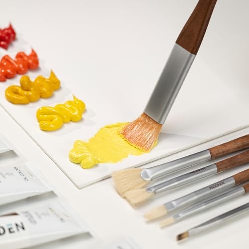 MEEDEN Artist Oil Paint Brush Set: 10 Pcs Hog Bristle Art Paint Brushes
