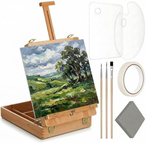 Set of 8 Painting Set Include Tabletop Easel,Palette,Brushes,Tape,Eraser