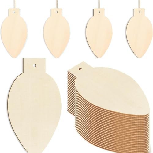 Wooden Christmas Bell Ornament, 10pcs Blank Wood Ornaments, 3.5x1.9x0.12in Used for Painting and Decoration DIY Technology, Hanging skrnrhrery