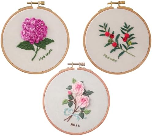 3 Pack Beginner Embroidery Kit for Adults with Tools & Instruction