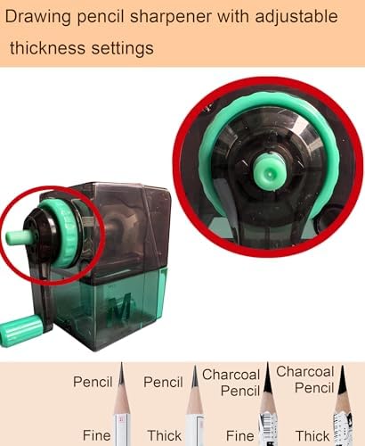 Artist Pencil Sharpener for Sketching, Drawing & Writing, Suitable for Charcoal, Colored Pencils, Drawing (Small Sketch Pencil Sharpener（Green-Black）)