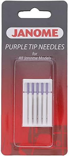 Janome Purple Tip Sewing Machine Needles, Size 90/14, Great for Heavy Fabrics and Sewing Across the Hem - 5 Needles per Pack