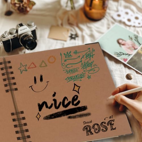 Large Scrapbook Album, 10"x12" Scrap Book, 60 Pages Blank Scrapbook, Thick 250gsm Kraft Paper, Art Supplies for DIY Crafts, Guest Books, Traveling, Birthday & Holiday Gifts.