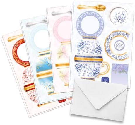 Katy Sue Teacup Bouquet Card Making Kit – Make 8 Freestanding Floral Teacup Easel Cards. Contains Shaped Cards, Die-Cut Decoupage, Adhesive Foam Pads, Envelopes & Instructions for Card Making Supplies